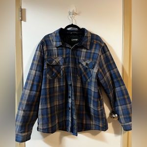 George Blue Plaid Sherpa Lined Jacket